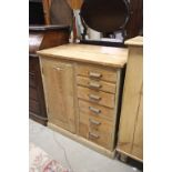 Early 20th century Pine Cupboard with Six Drawers flanked by Cupboard