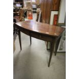 19th century Mahogany Bow Fronted Side Table with Two Drawers raised on square tapering legs