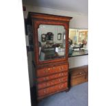 Georgian Walnut Veneer and Feather Banded Secretaire Cupboard