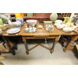 Oak Draw-leaf Table on Barleytwist legs