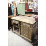 Pair of Mahogany Bedside Cabinets with Drawer over Cupboards (one door off)