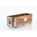 Copper Planter with Brass Lion Mask Ring Handles and Brass Paw Feet