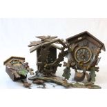 Collection of Three Cuckoo Clocks and parts