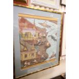Large Oriental watercolour, framed & glazed