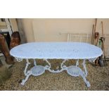 Large White Metal Ornate Garden Table