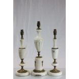 Three vintage Alabaster lampstands