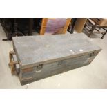 Large Vintage Pine Tool Box with fitted interior and some tools including Wooden Handled Saws