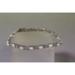 Silver opal and CZ line bracelet