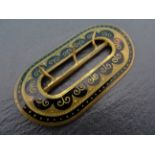 Late 19th / Early 20th century Gold and Black Enamel Belt Buckle