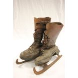 Pair of Early 20th century Leather Ice Skating Boots