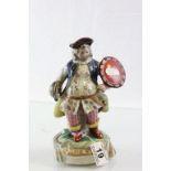 An early nineteenth century Derby style figure of John Quinn playing falstaff, unmarked, missing the