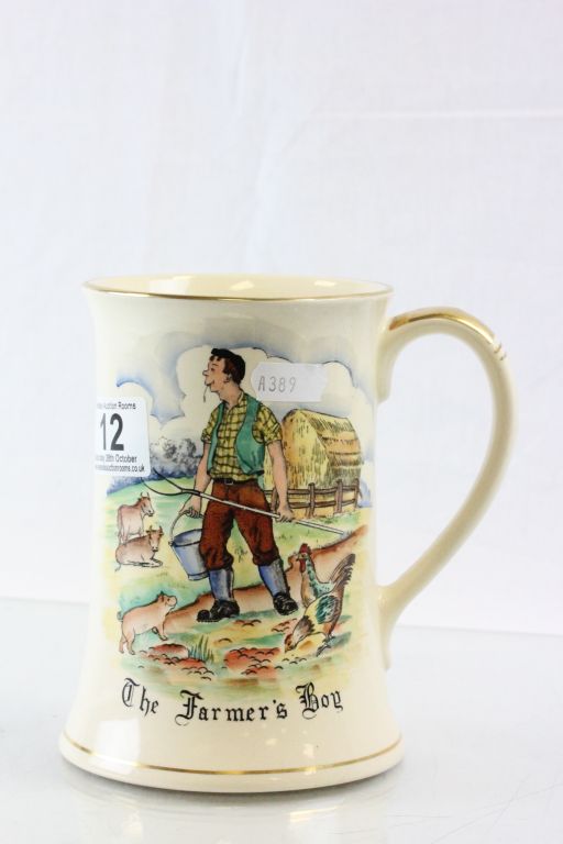 Ceramic musical tankard with "The Farmers Boy" verse and image