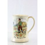 Ceramic musical tankard with "The Farmers Boy" verse and image