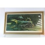 Large framed & glazed Terence Cuneo print of King Class GWR locomotive King George V, titled "