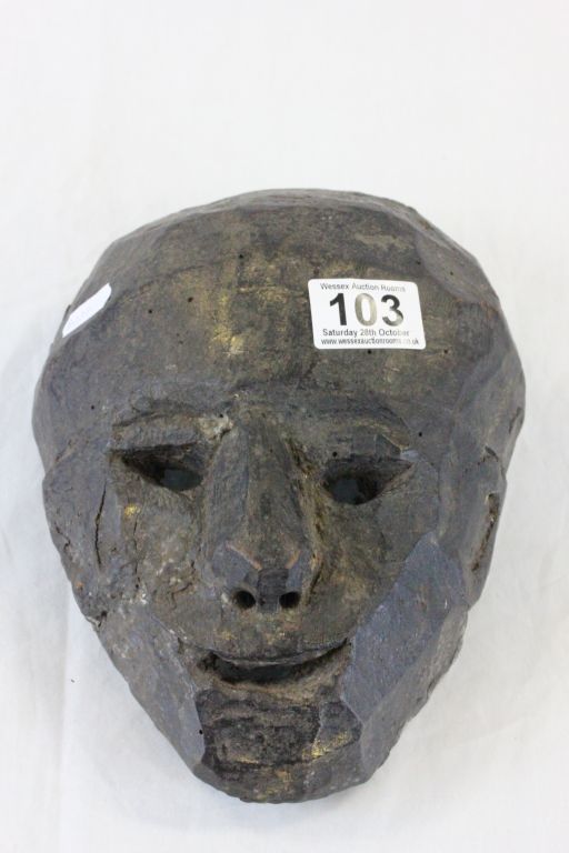 19th Century Nepalese Middle Highlands Shamans wooden mask with red wax seal for Nepalese