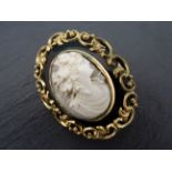 Victorian Cameo mourning brooch