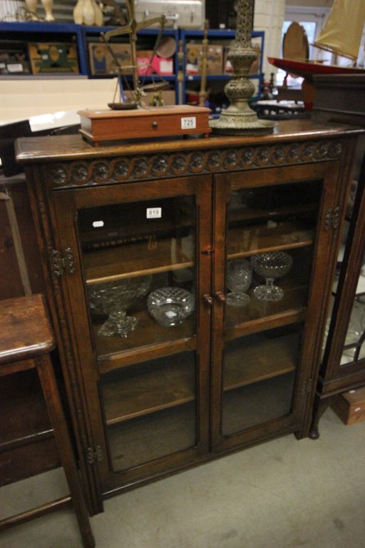 Mid 20th century Oak Display Cabinet with Two Glazed Doors