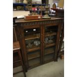 Mid 20th century Oak Display Cabinet with Two Glazed Doors