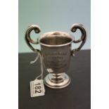 Walker & Hall silver plated trophy presented by G S Lysaght Esq Friend and Donater to Ernest