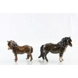 Two Beswick Shetland Pony ceramic models