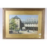 Large framed & glazed Watercolour of a street scene