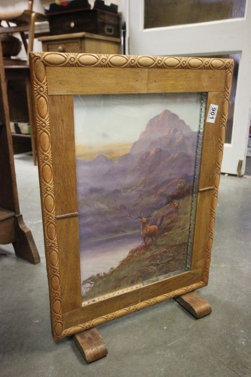 1930's Oak Firescreen and a Wine Table