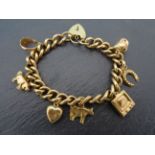 9ct Gold charm bracelet with charms