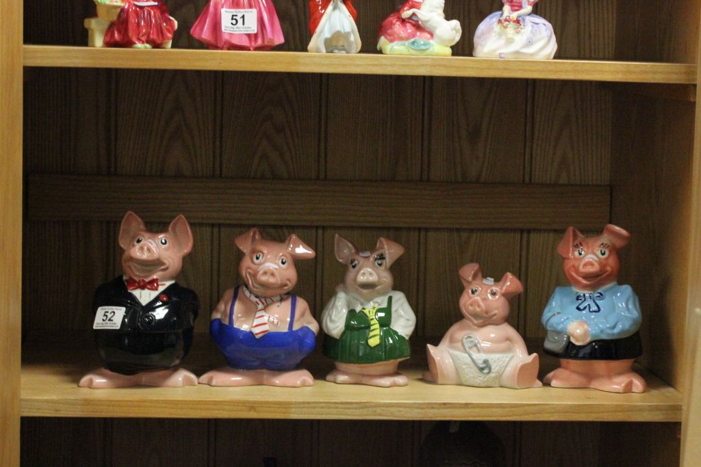 Collection of five Wade Natwest Pig money banks