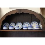 Set of Six T G Green Cornishware Tea Cups and Saucers