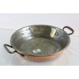 Vintage Copper Circular Pan with Twin Iron Handles