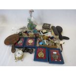 Box of mixed collectables to include pocket watches, marbles, perfume bottles etc