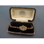 9ct Gold Boxed Ladies Wristwatch marked to box and dial Collingwood