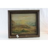 Wooden framed Oil on board of a Coastal scene, signed by artist