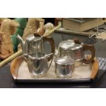 Four piece Piquot teaset with matching tray