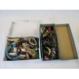 Two boxes of mixed costume jewellery