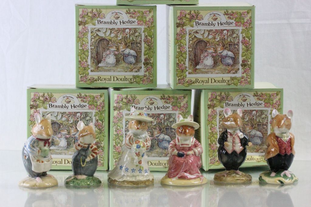 Collection of six boxed Royal Doulton Brambly Hedge series character figures to include