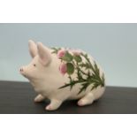 Wemyss Ware Pig painted with Pink Thistles