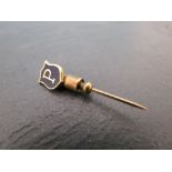 A 9 ct gold lapel stick pin.