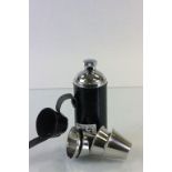 Stainless Steel Hunting Hip Flask with Four Stackable Stirrup Cups on Lid contained in a Black