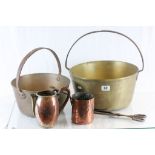 Collection of vintage copper & brass to include Jam Pans