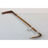 Vintage Malacca & Leather riding crop with Antler handle