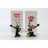 Two boxed WADE ceramic Felix the cat figurines "Felix L.E. 1500" and "Christmas Felix L.E. 500"