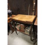Early 20th century Oak Two Tier Trolley with fold-over top converting to a card table
