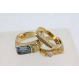 Vintage set of three 18ct Gold rings to include Diamond & Sapphire set