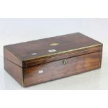 Large Mahogany writing box with inlaid brass detailing