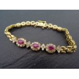 A 14ct Y/G ruby and diamond bracelet over 2cts