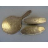 Silver hand mirror and two brushes, Chester 1921, Stokes and Ireland