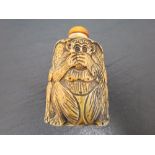 Bone snuff bottle in the form of hear no, see no, speak no evil monkeys