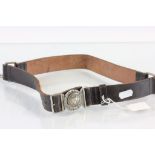 1930's leather Scout belt with hanging clips and original buckle