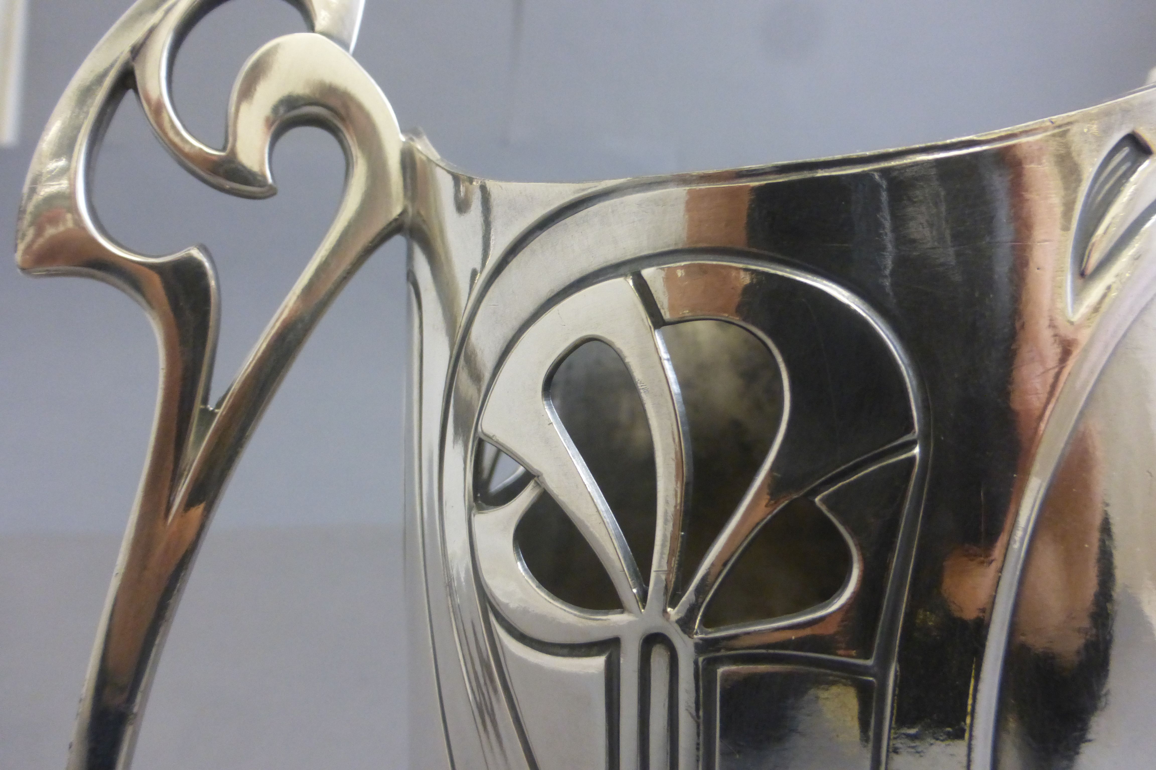 Art Nouveau WMF silver plated two handled bottle stand - Image 3 of 5